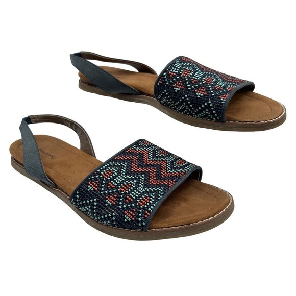 Bearpaw Meeka Women 11 Aztec Slingback Sandals Southwestern Beaded Suede Footbed - Picture 1 of 12